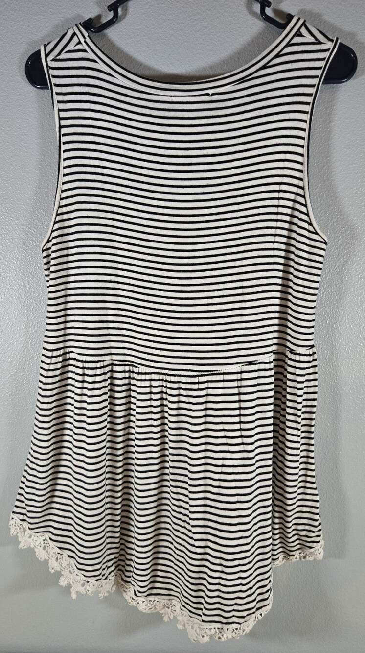 White Birch Women's Black/White Stripe Tank Top Tunic Size M